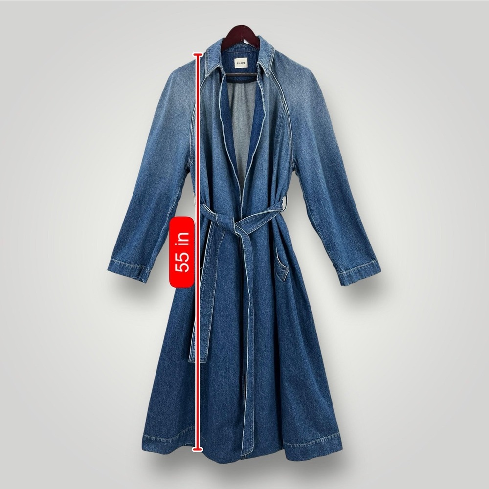 KHAITE Roth Trench Coat Small Blue Denim Belted Made Italy Prototype - Picture 14 of 14